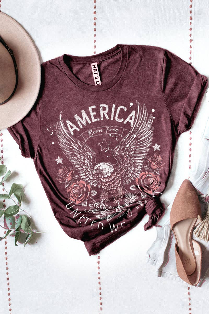 HRTandLUV - AMERICA UNITED WE STAND MINERAL GRAPHIC TEE: Mineral Navy / L