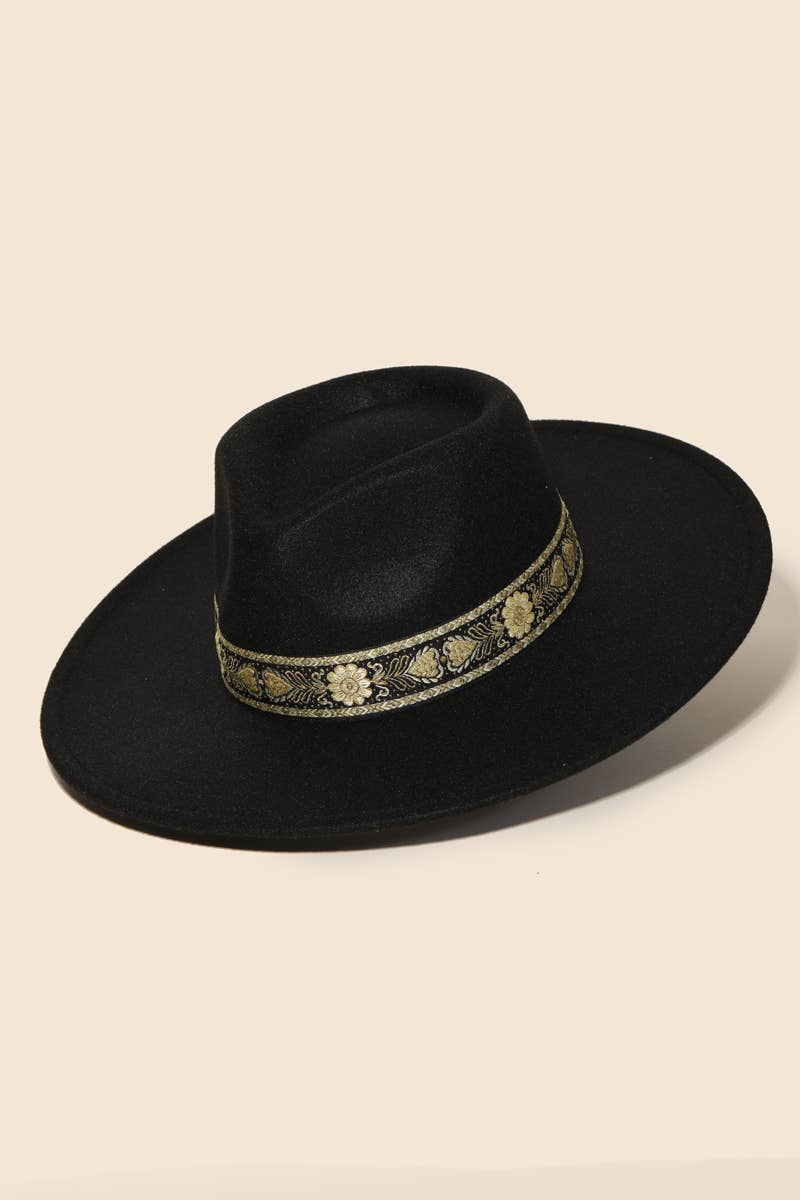 Molly Felt Fedora w/ embroidered band