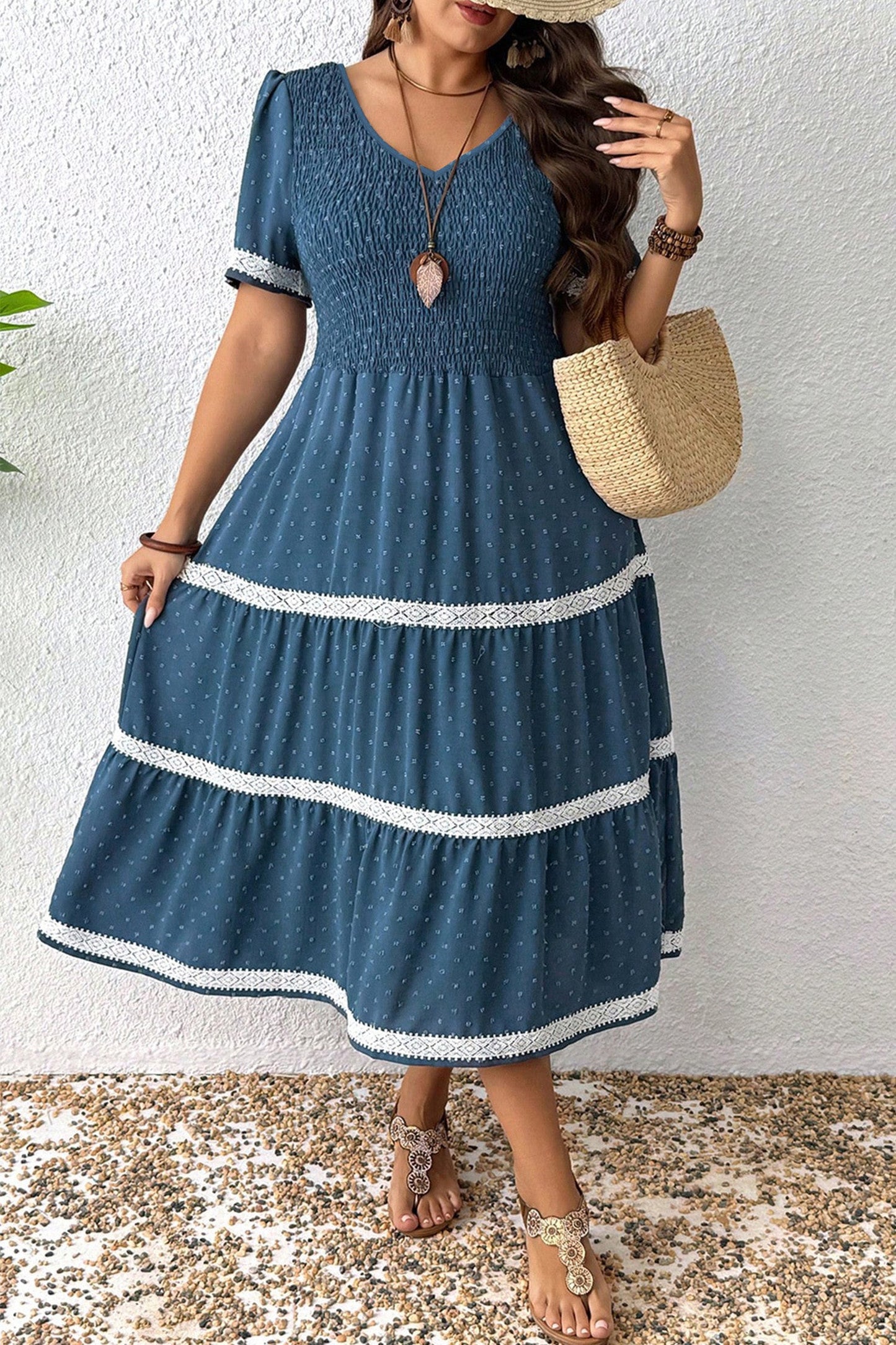 Blue Plus Dot Lace Dress RTS