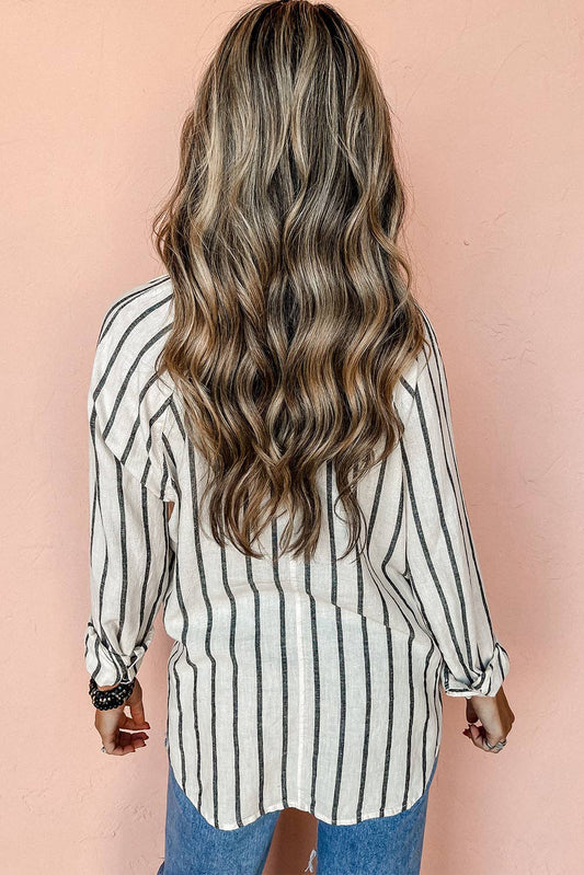 Stripe Chest Pocket Oversized Shirt