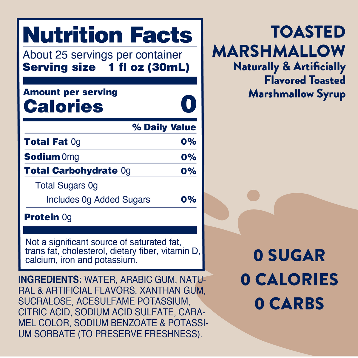 Sugar Free Toasted Marshmallow Syrup - Jordan's Skinny Mixes