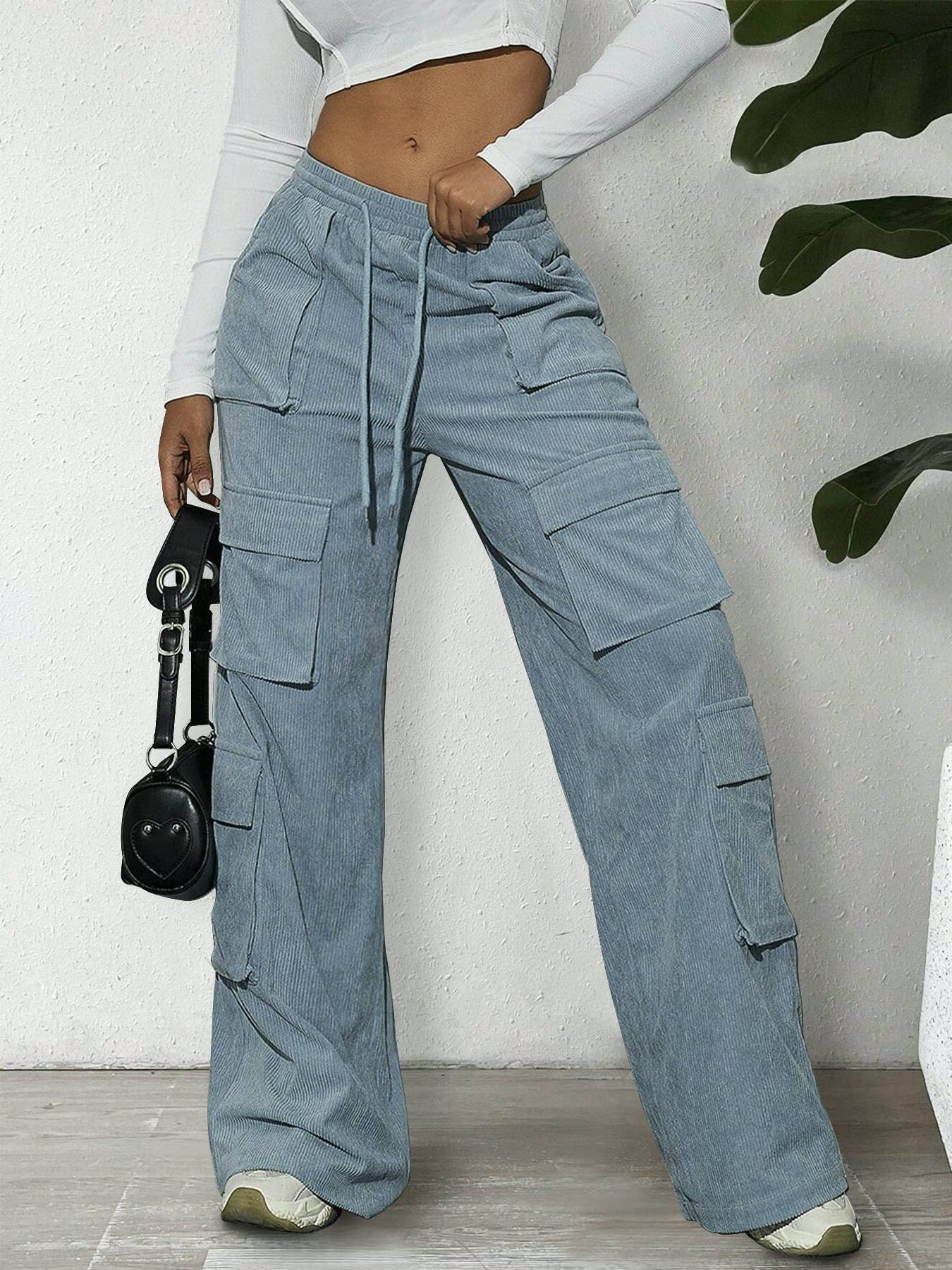 Corduroy pants: HazeBlue/S