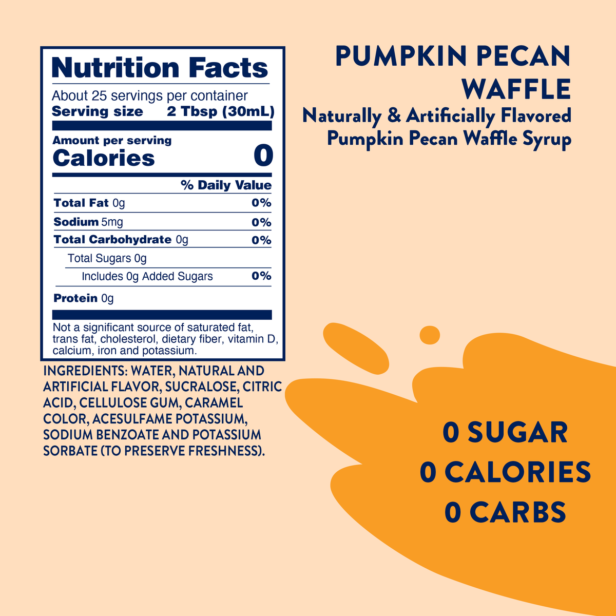 Sugar Free Pumpkin Pecan Waffle Syrup - Jordan's Skinny Mixes