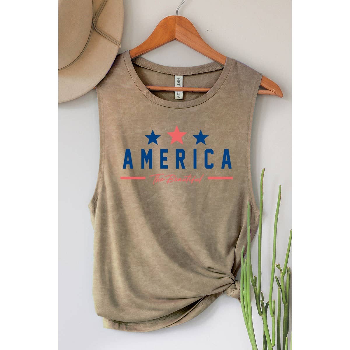 HRTandLUV - AMERICA MINERAL GRAPHIC TANK TOP: MINERAL SCARLETTE RED / XL