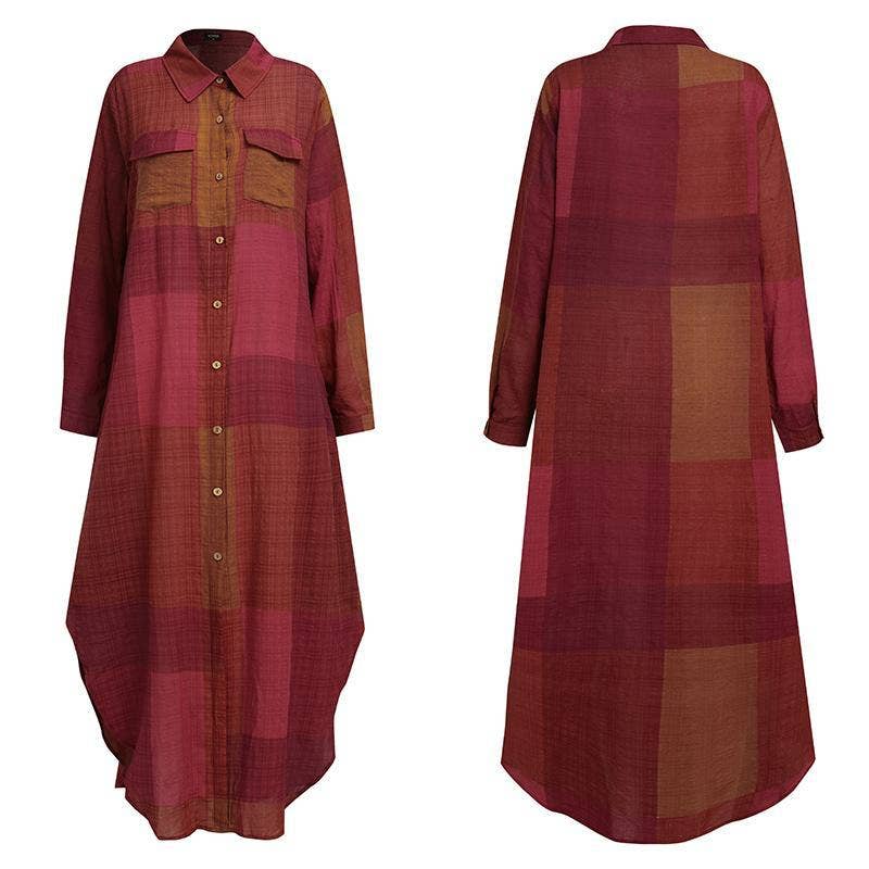 Plaid Long Dress / M
