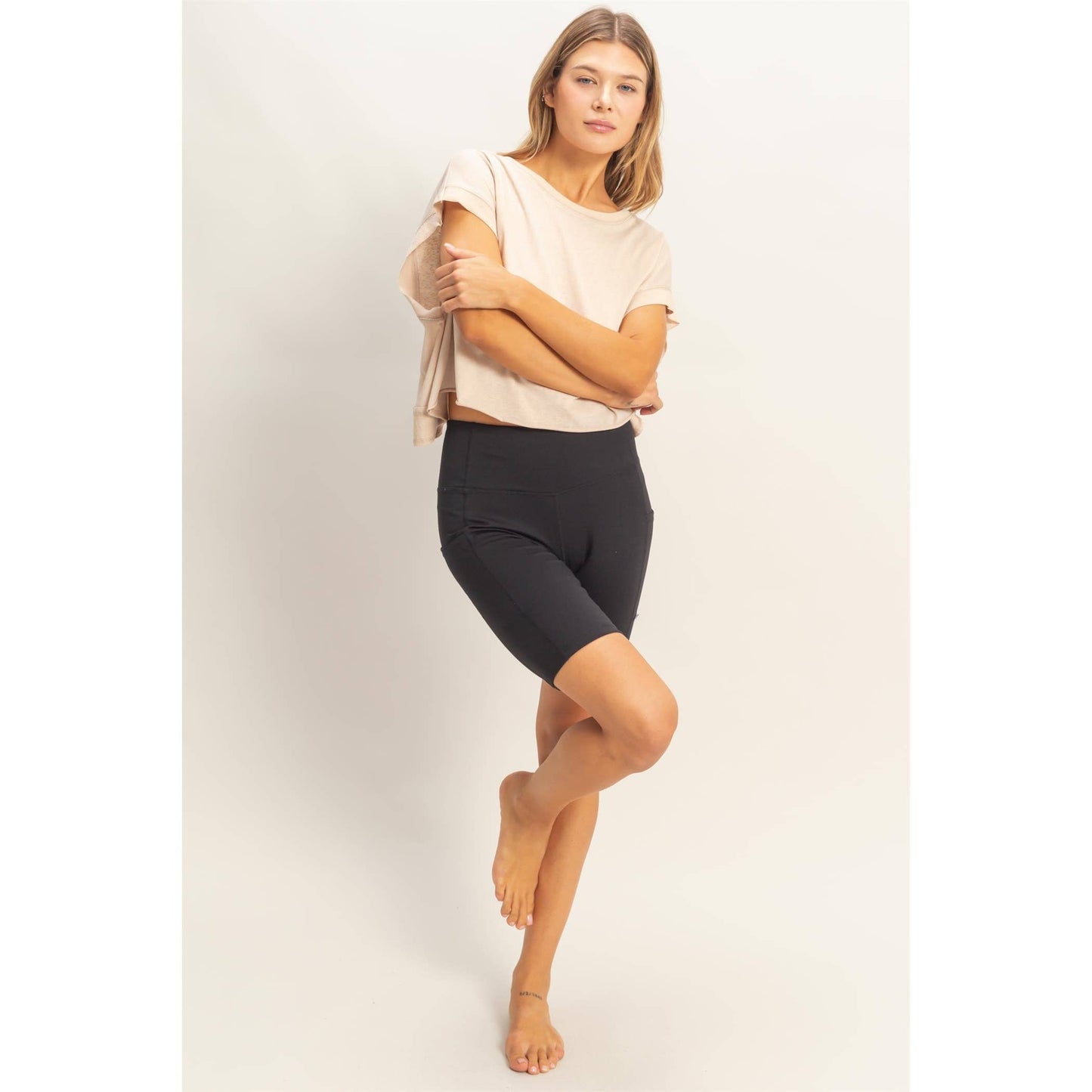 Boxy Crew Neck Top BLACK