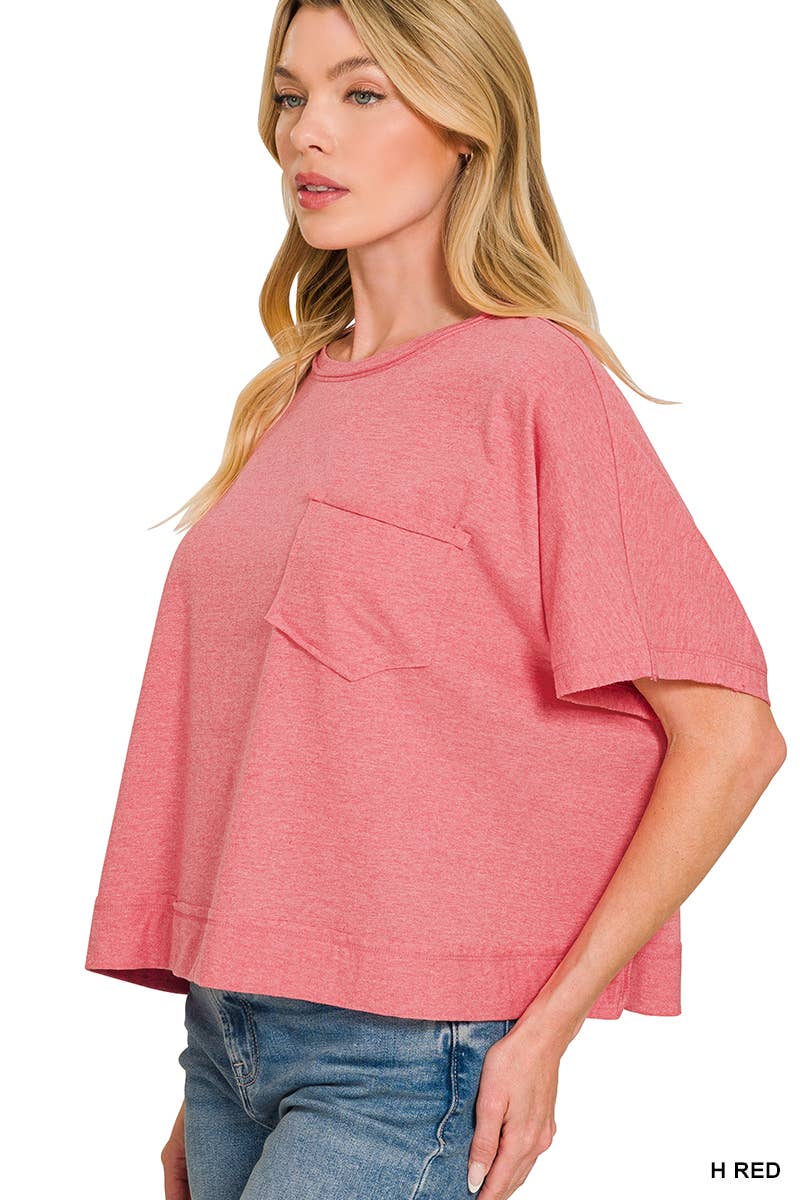 42POPS -  Exposed Seam Boxy Top - Zenana: BROWN-196764 / S/M