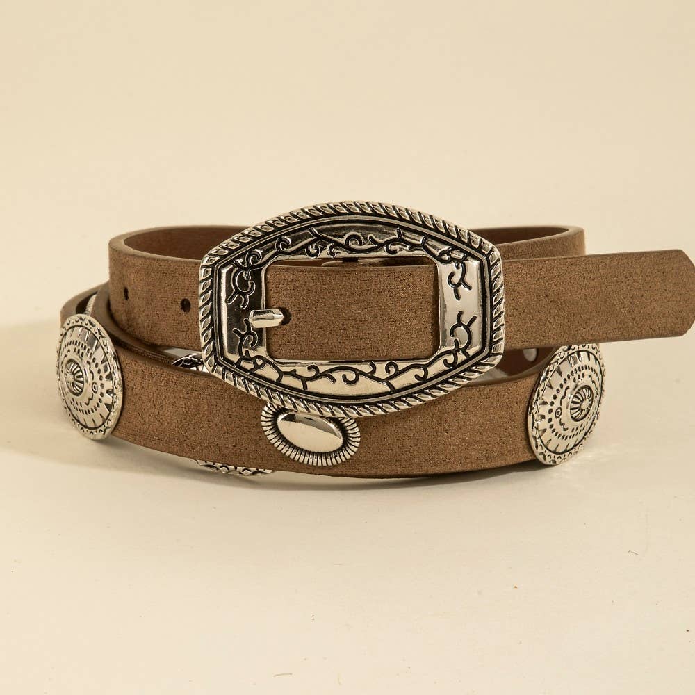 Concho Accent Suede Western Leather Belt