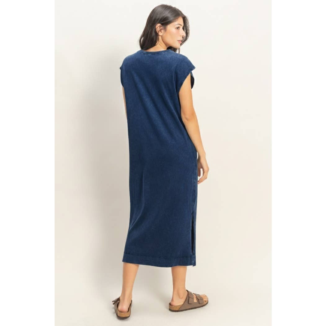 Mineral Wash Midi Dress DARK TAUPE