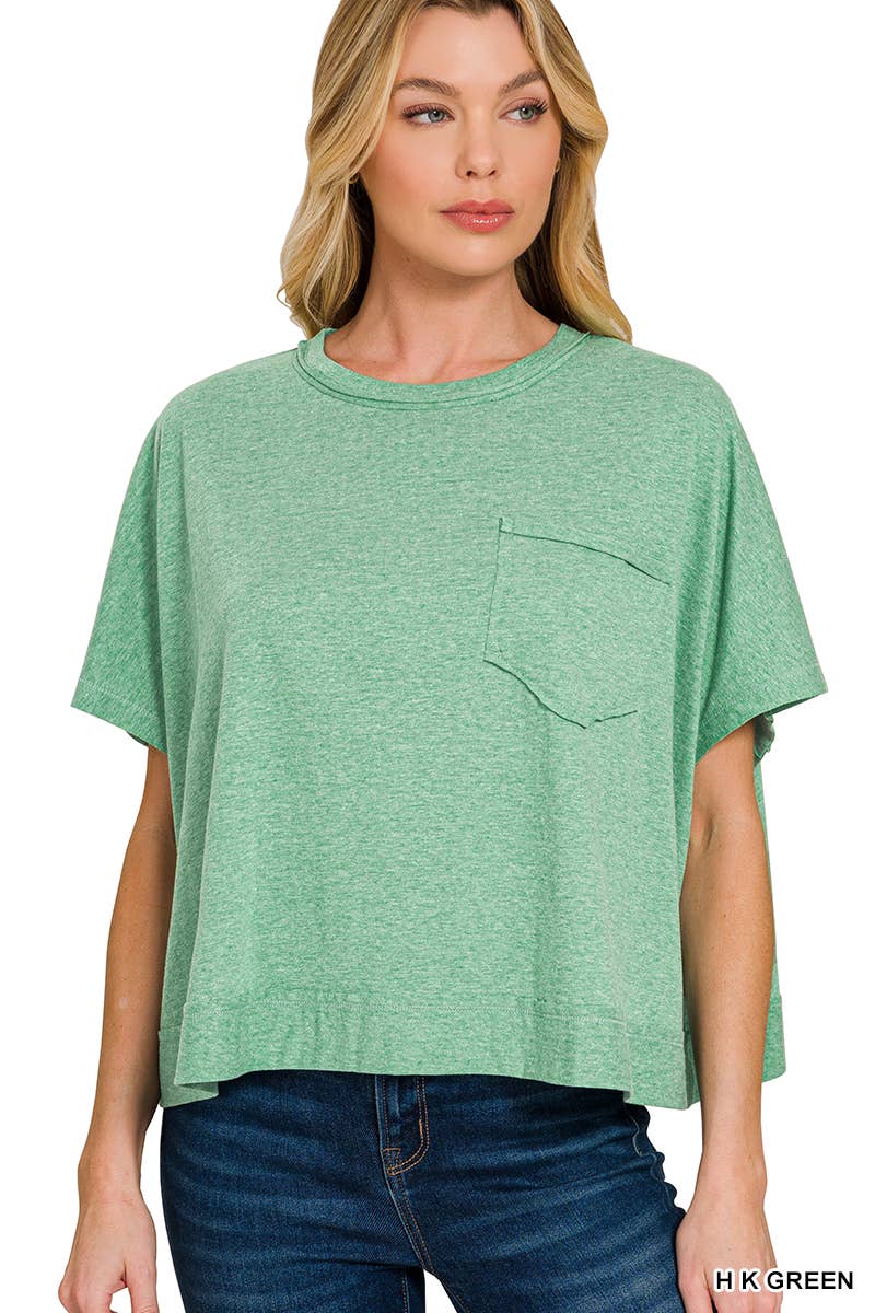 42POPS -  Exposed Seam Boxy Top - Zenana: BROWN-196764 / S/M