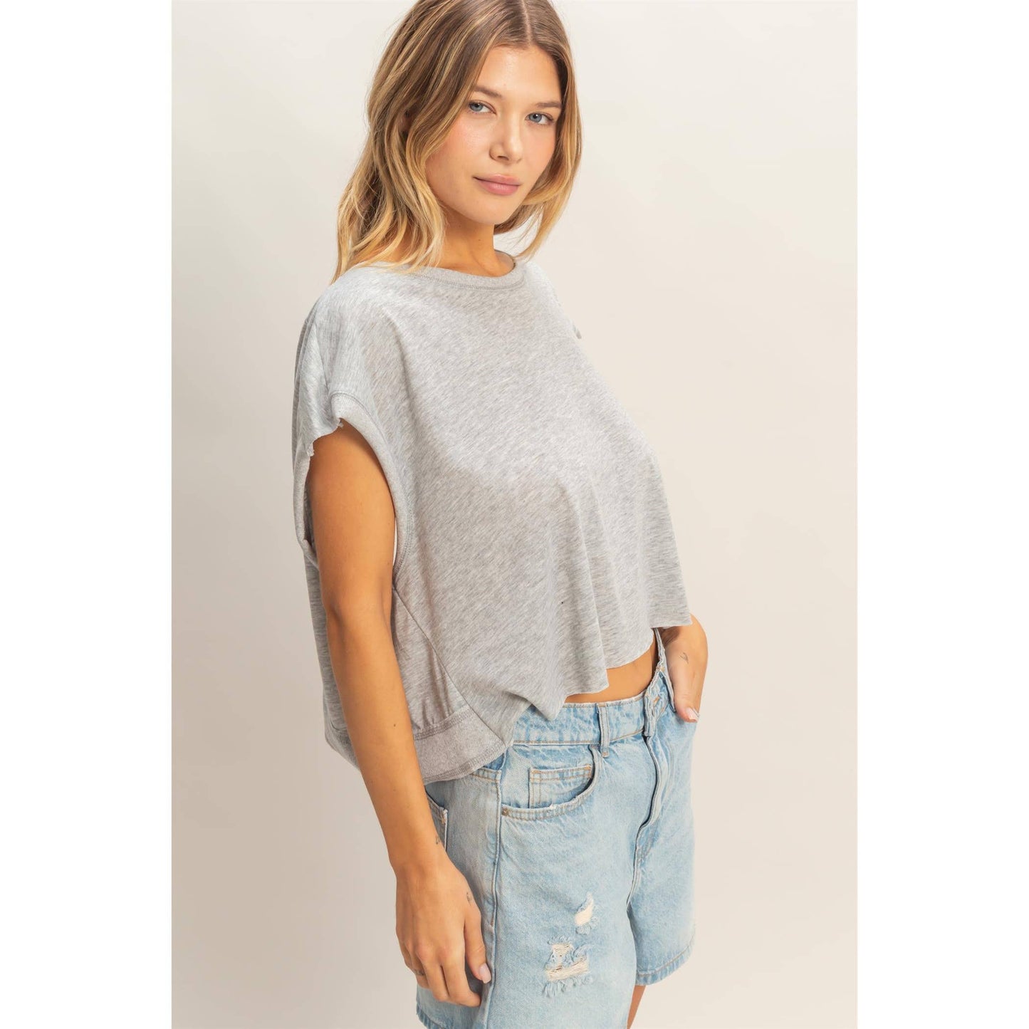 Boxy Crew Neck Top BLACK