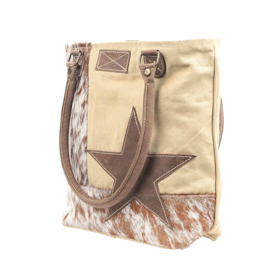 Clea Ray Canvas Bags & Clothing - Star With Cowhide Canvas Tote