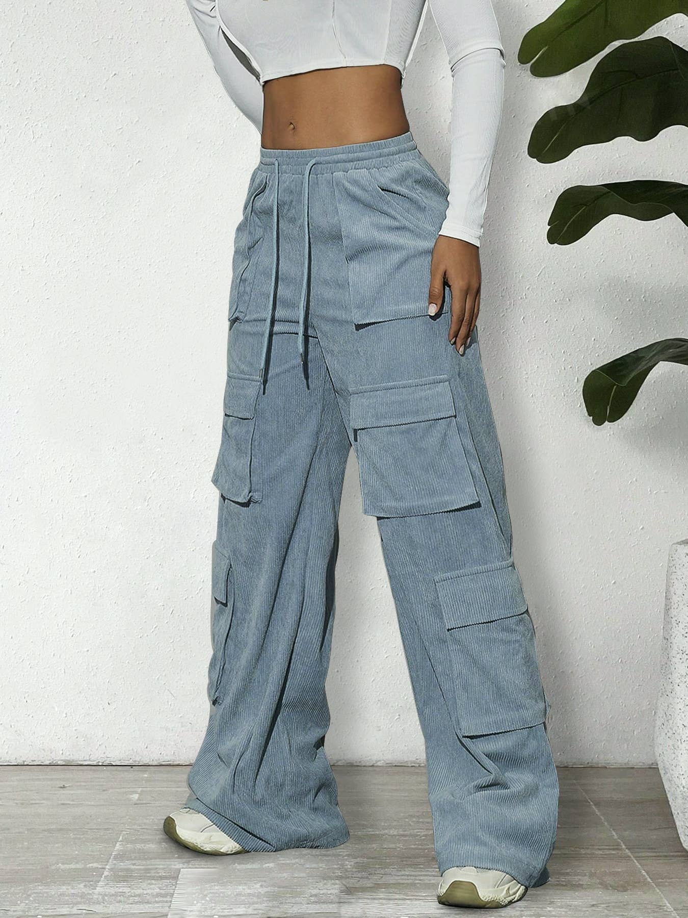 Corduroy pants: HazeBlue/S