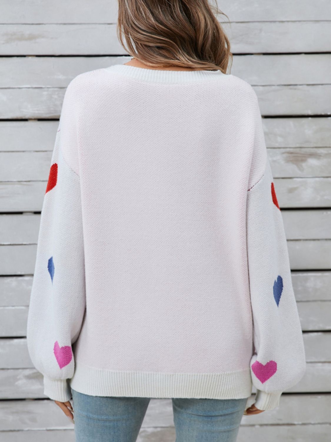 Angel Wings Heart Round Neck Long Sleeve Sweater