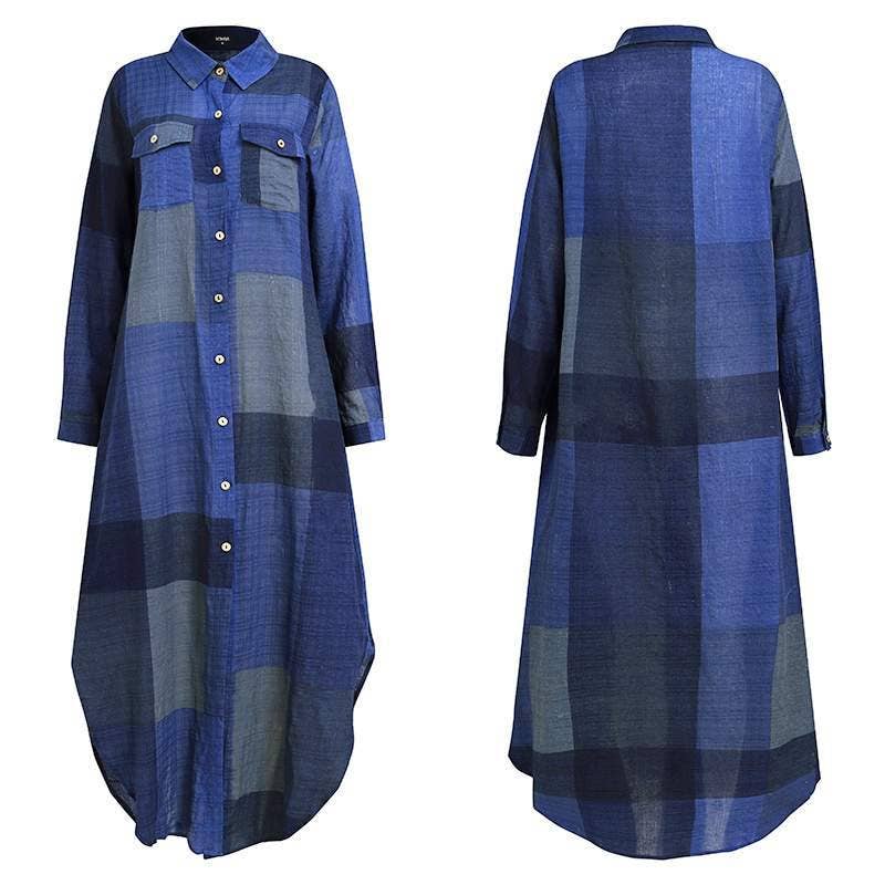 Plaid Long Dress / M