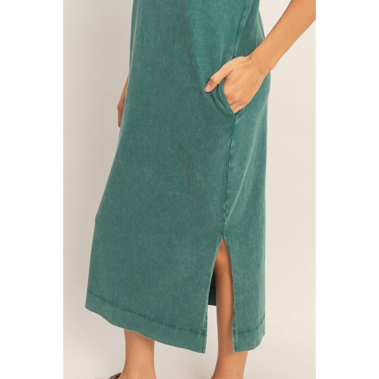 Mineral Wash Midi Dress DARK TAUPE