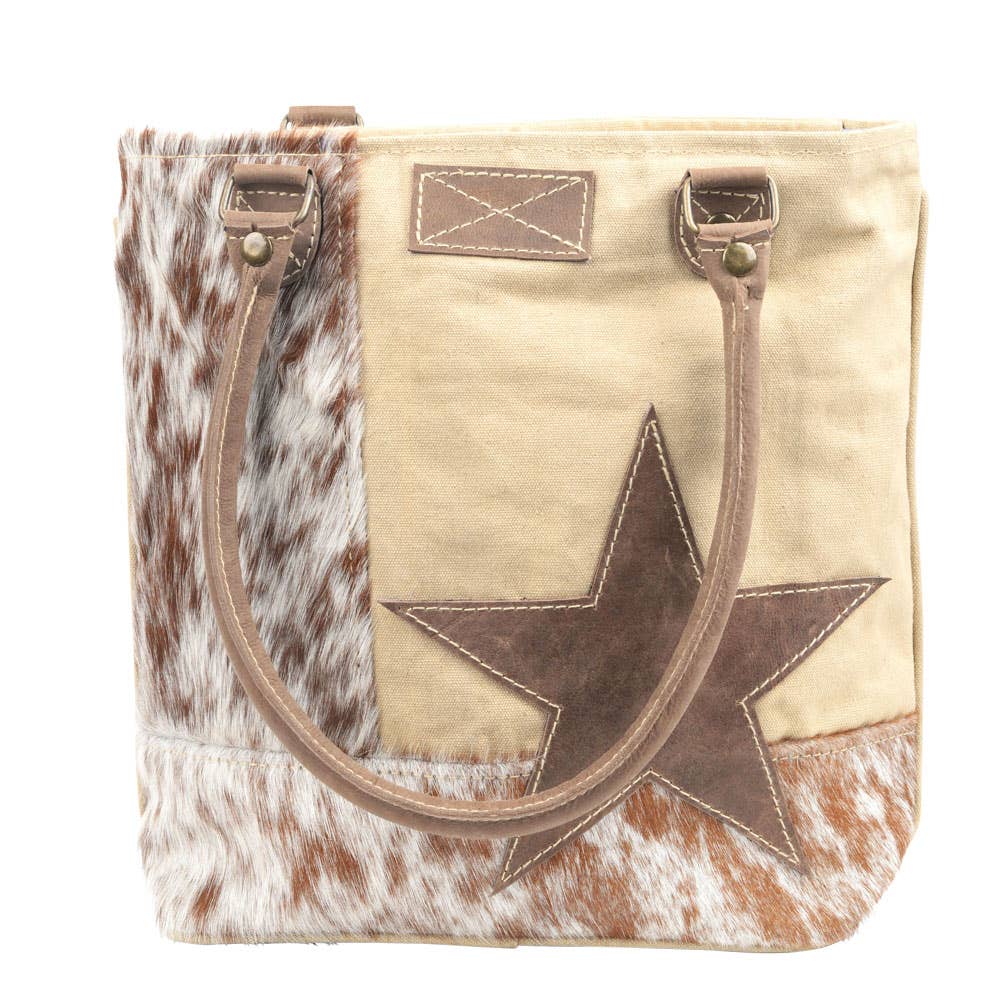 Clea Ray Canvas Bags & Clothing - Star With Cowhide Canvas Tote