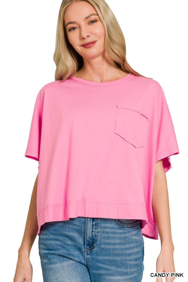 42POPS -  Exposed Seam Boxy Top - Zenana: BROWN-196764 / S/M