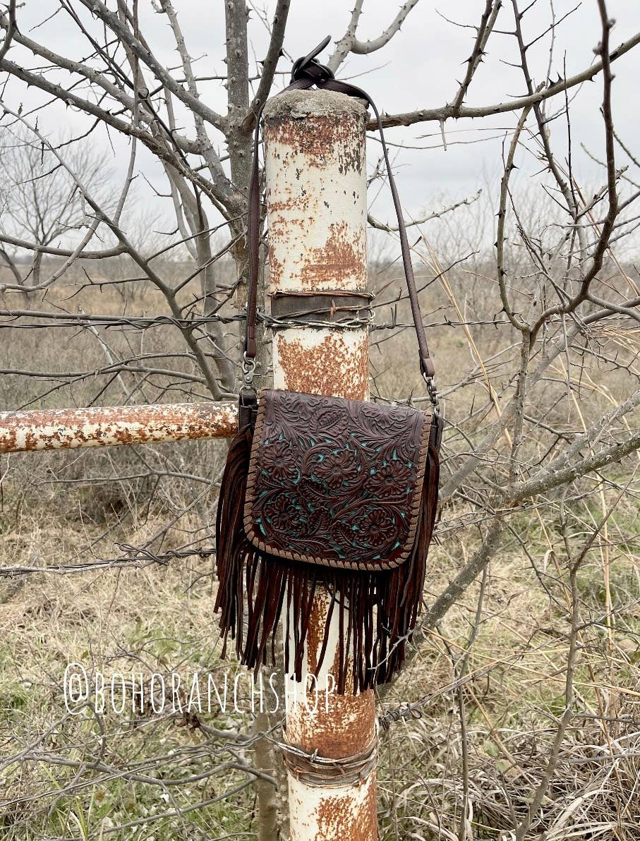 THE LEXIE CROSSBODY - BROWN + TURQUOISE