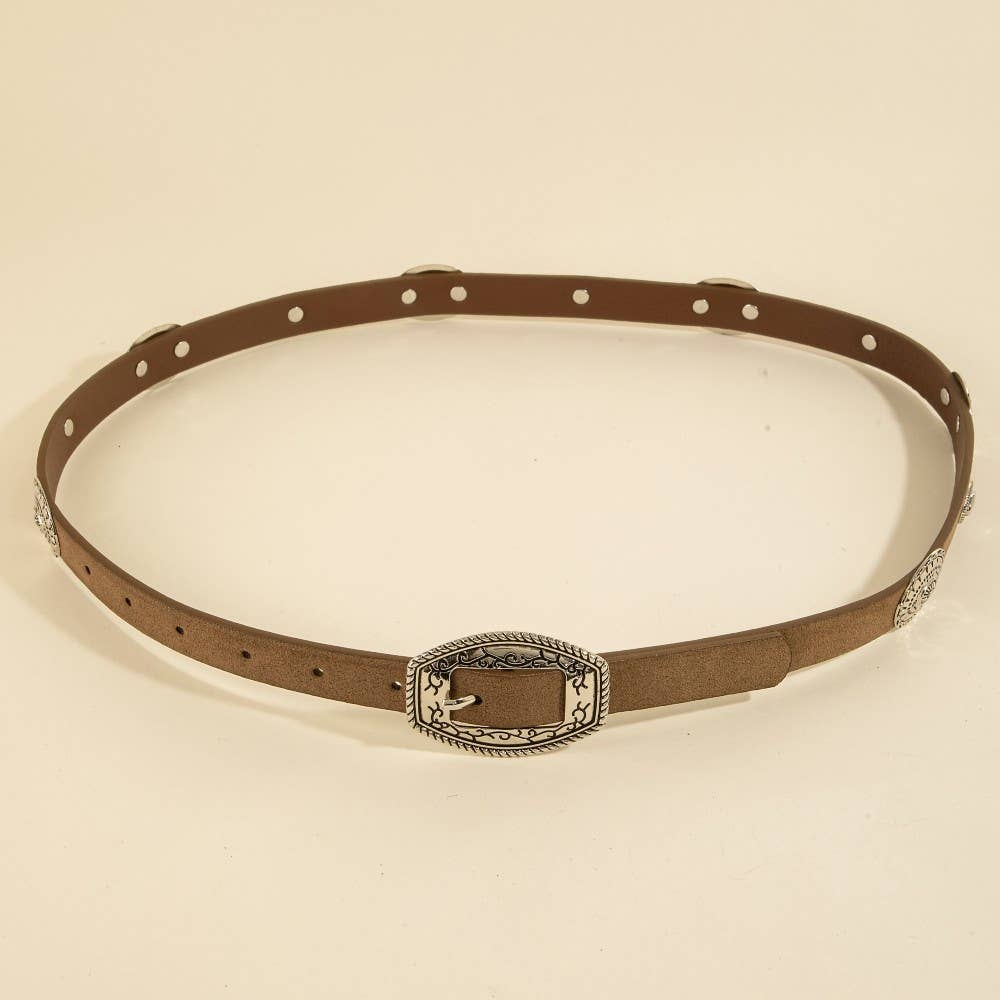 Concho Accent Suede Western Leather Belt
