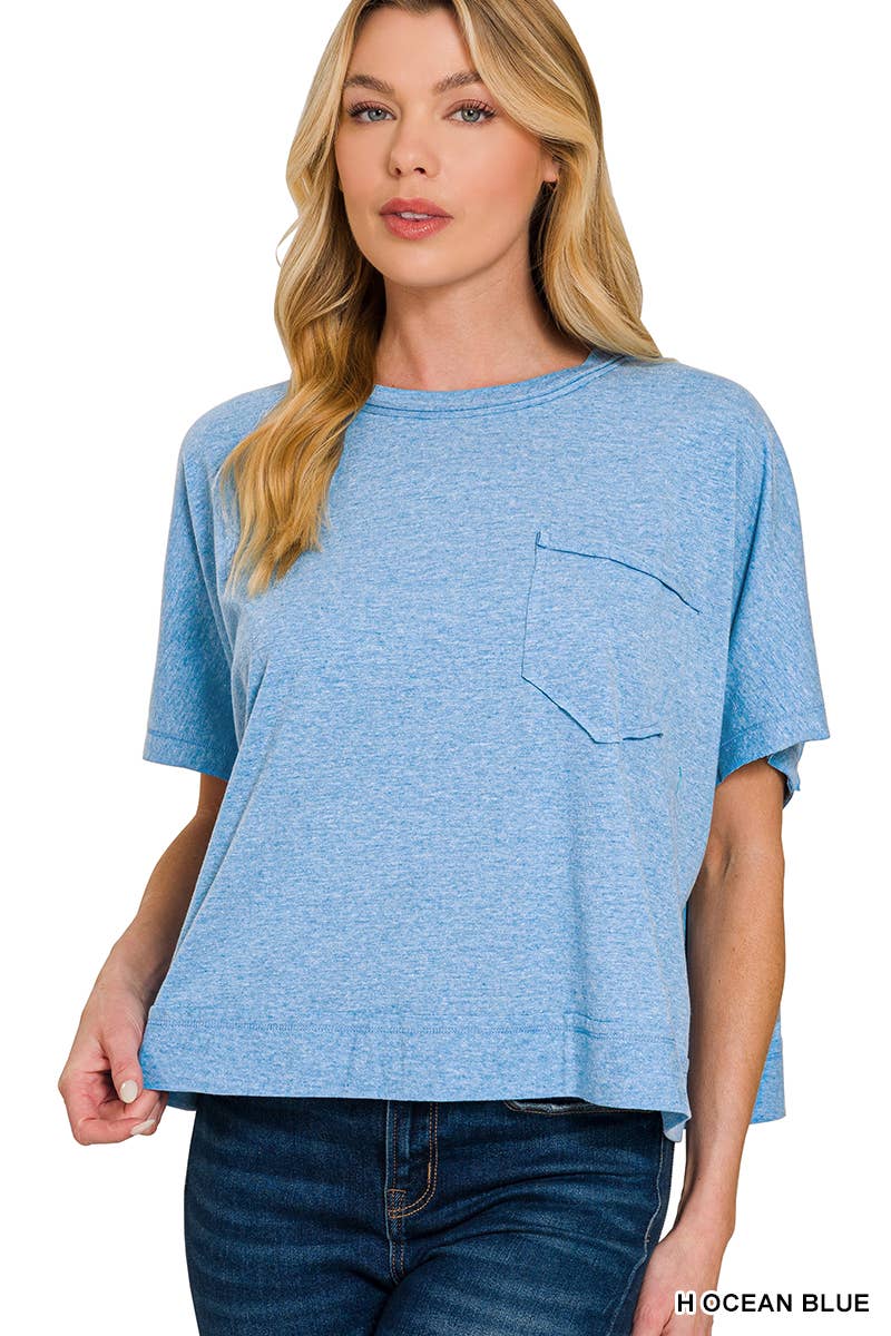 42POPS -  Exposed Seam Boxy Top - Zenana: BROWN-196764 / S/M
