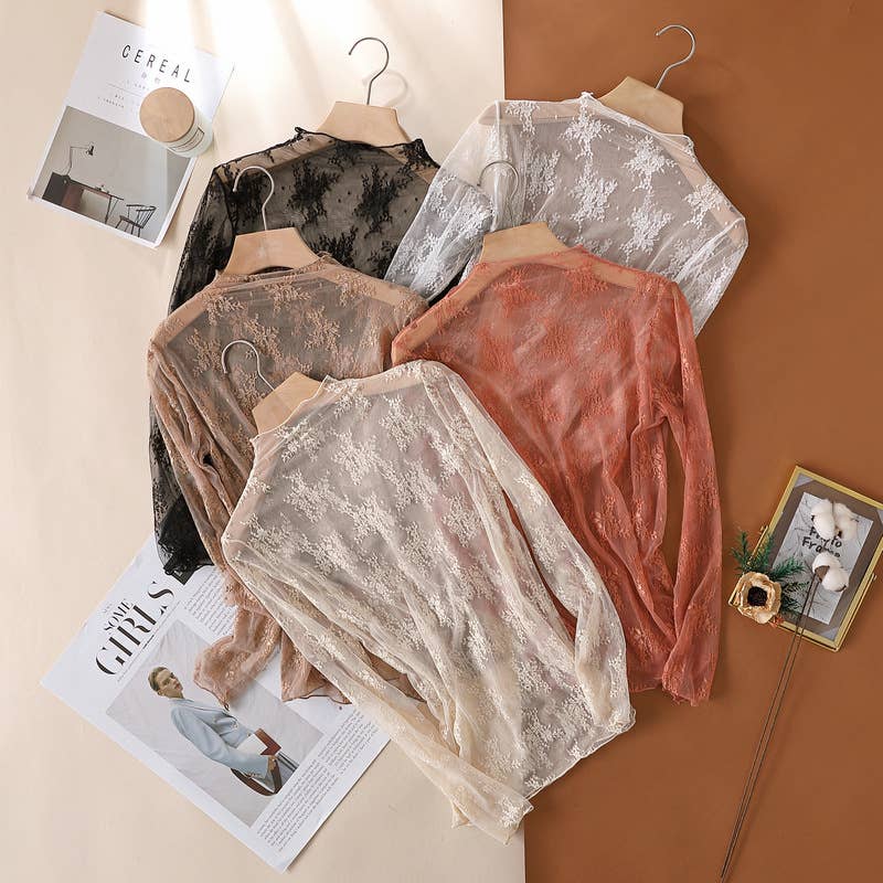Floral Lace Sheer Mesh Top