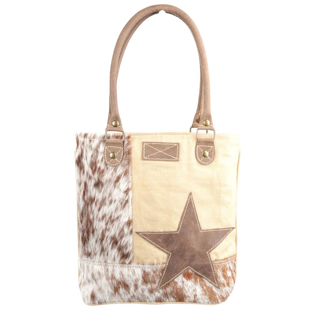 Clea Ray Canvas Bags & Clothing - Star With Cowhide Canvas Tote