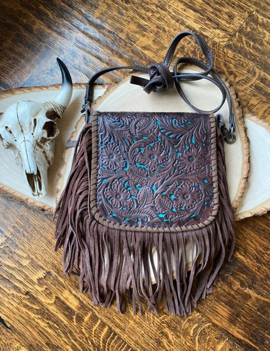 THE LEXIE CROSSBODY - BROWN + TURQUOISE