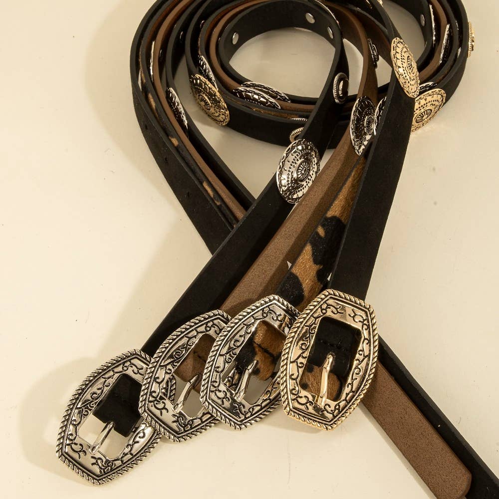 Concho Accent Suede Western Leather Belt
