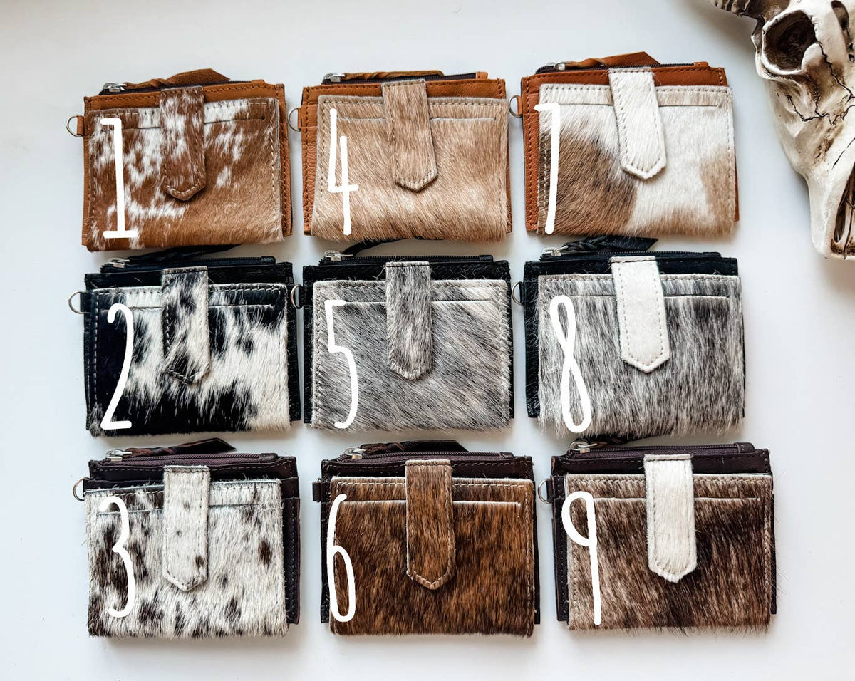 Dakota Wristlet Card Wallet - TAN + WHITE COWHIDE
