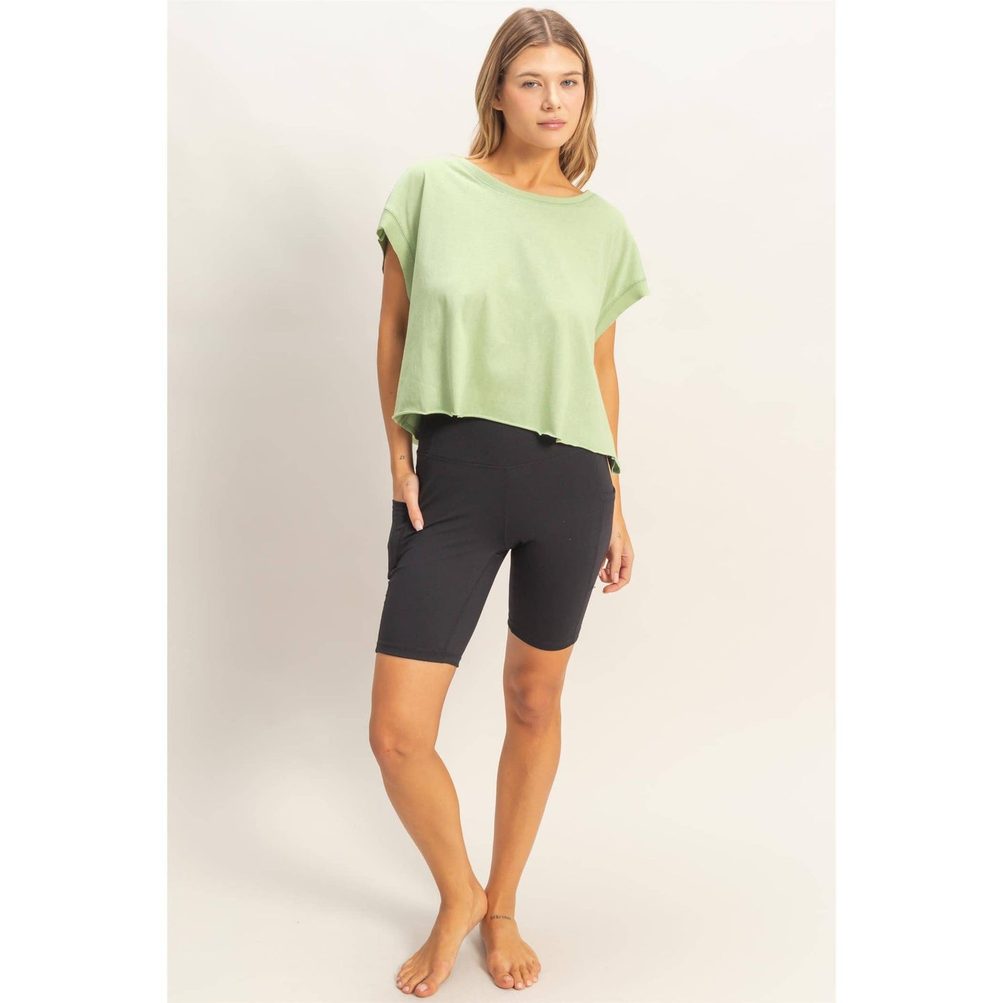 Boxy Crew Neck Top BLACK