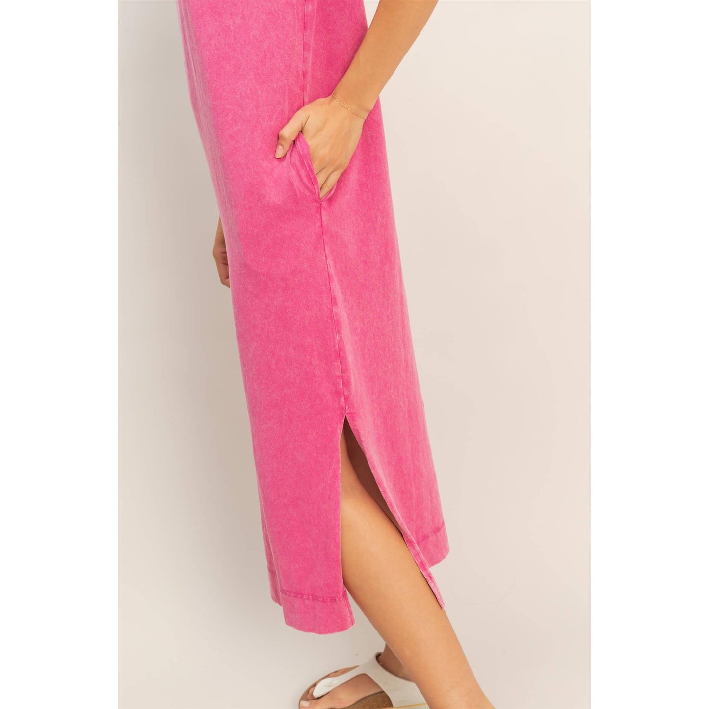 Mineral Wash Midi Dress DARK TAUPE