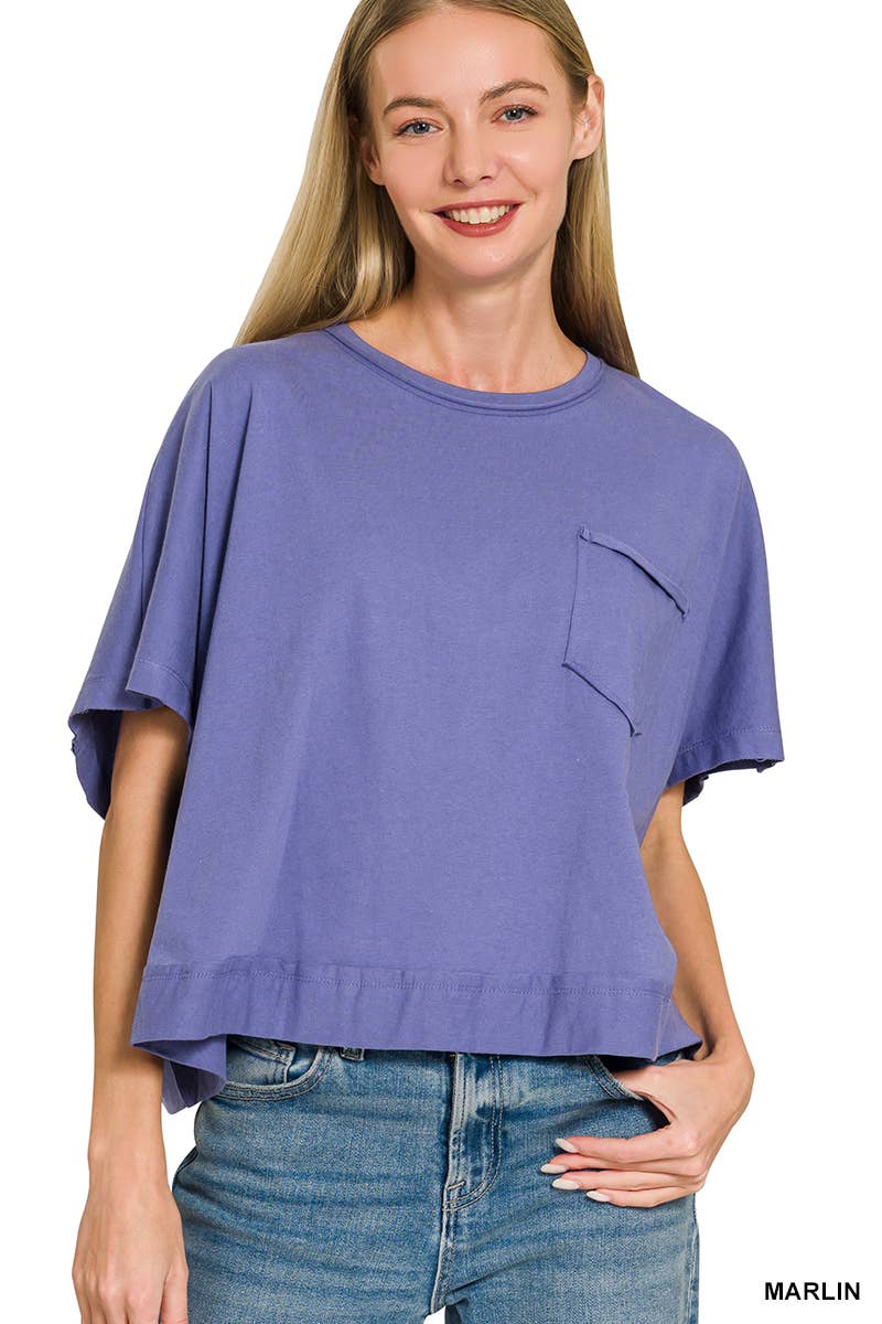 42POPS -  Exposed Seam Boxy Top - Zenana: BROWN-196764 / S/M