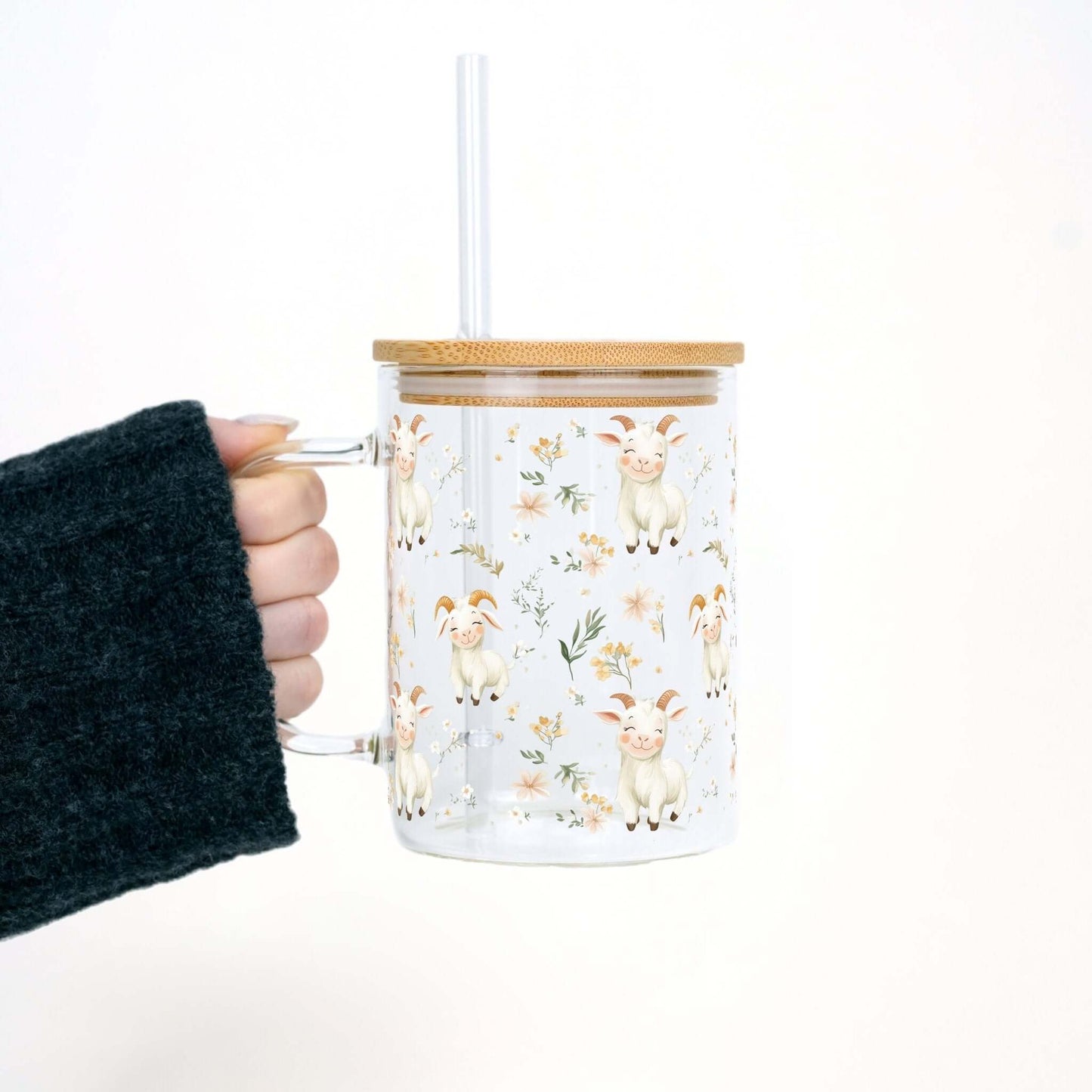 Floral Cute Goats 17oz Sip-Sip Hooray! -