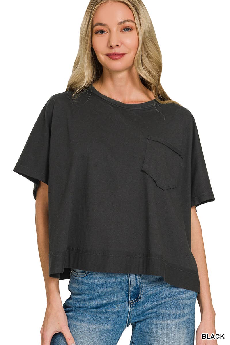 42POPS -  Exposed Seam Boxy Top - Zenana: BROWN-196764 / S/M