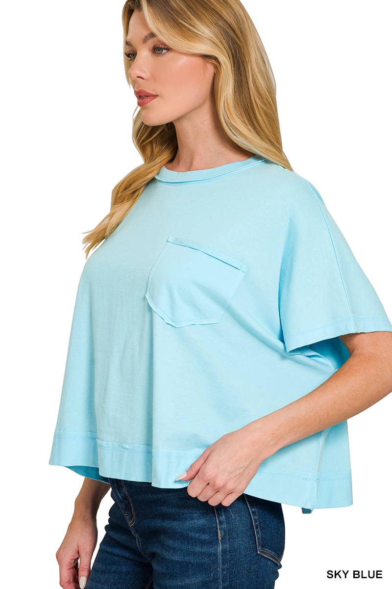 42POPS -  Exposed Seam Boxy Top - Zenana: BROWN-196764 / S/M