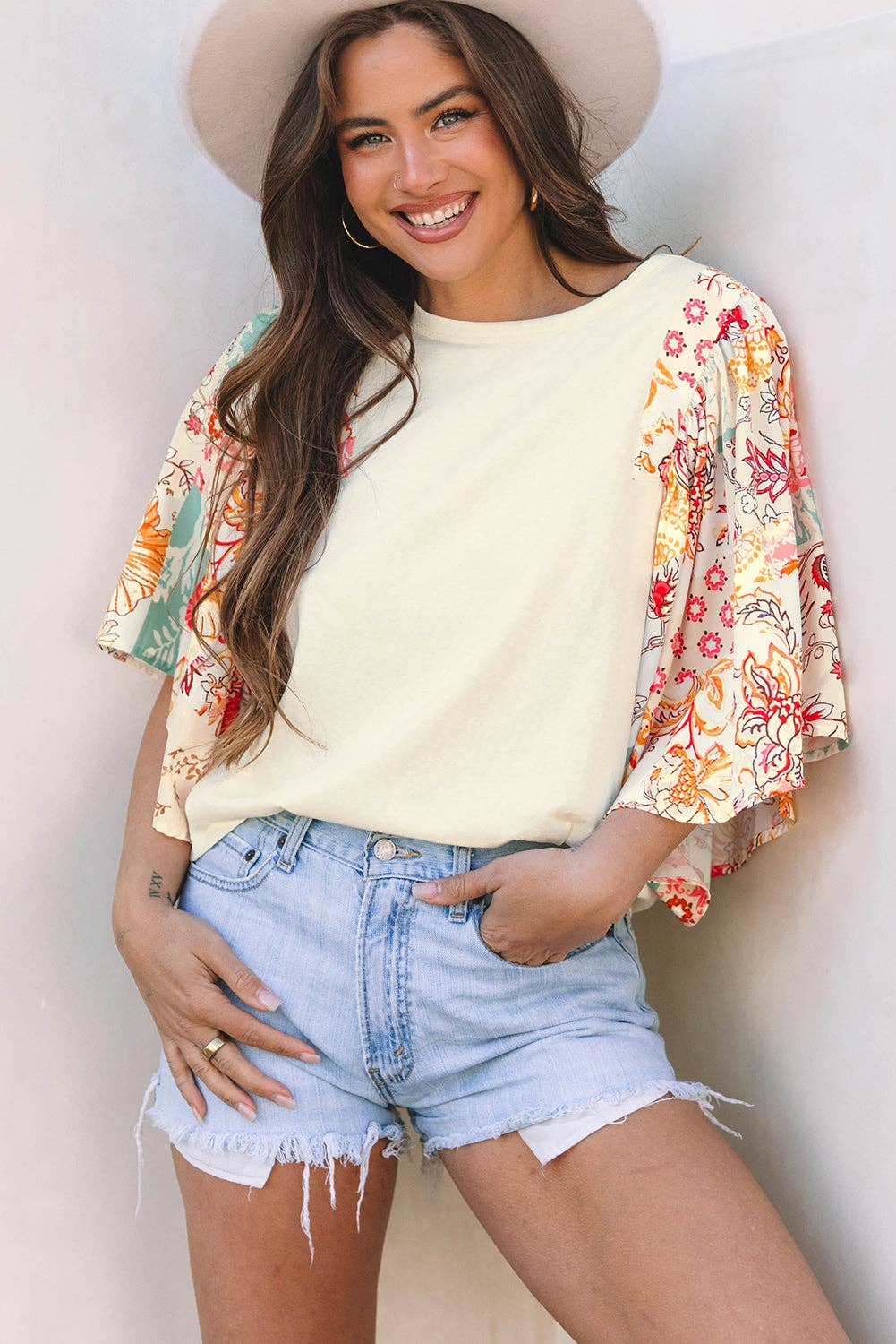 Boho Floral Sleeve Blouse