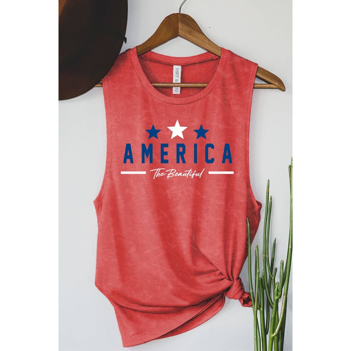 HRTandLUV - AMERICA MINERAL GRAPHIC TANK TOP: MINERAL SCARLETTE RED / XL