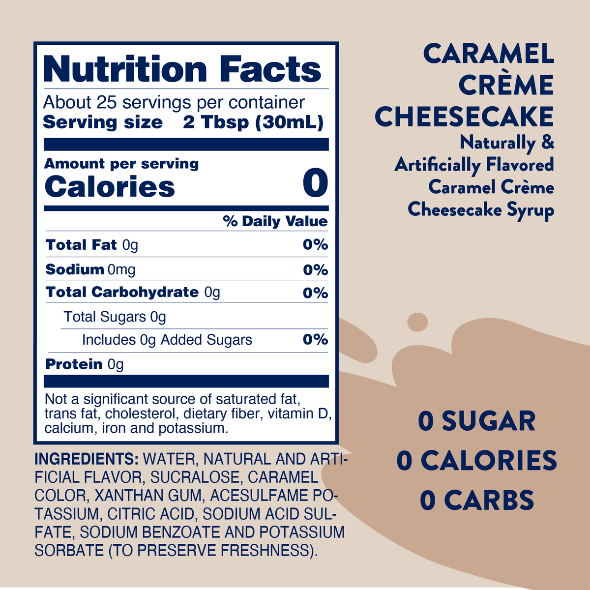 Sugar Free Caramel Creme Cheesecake Syrup - Jordan's Skinny Mixes