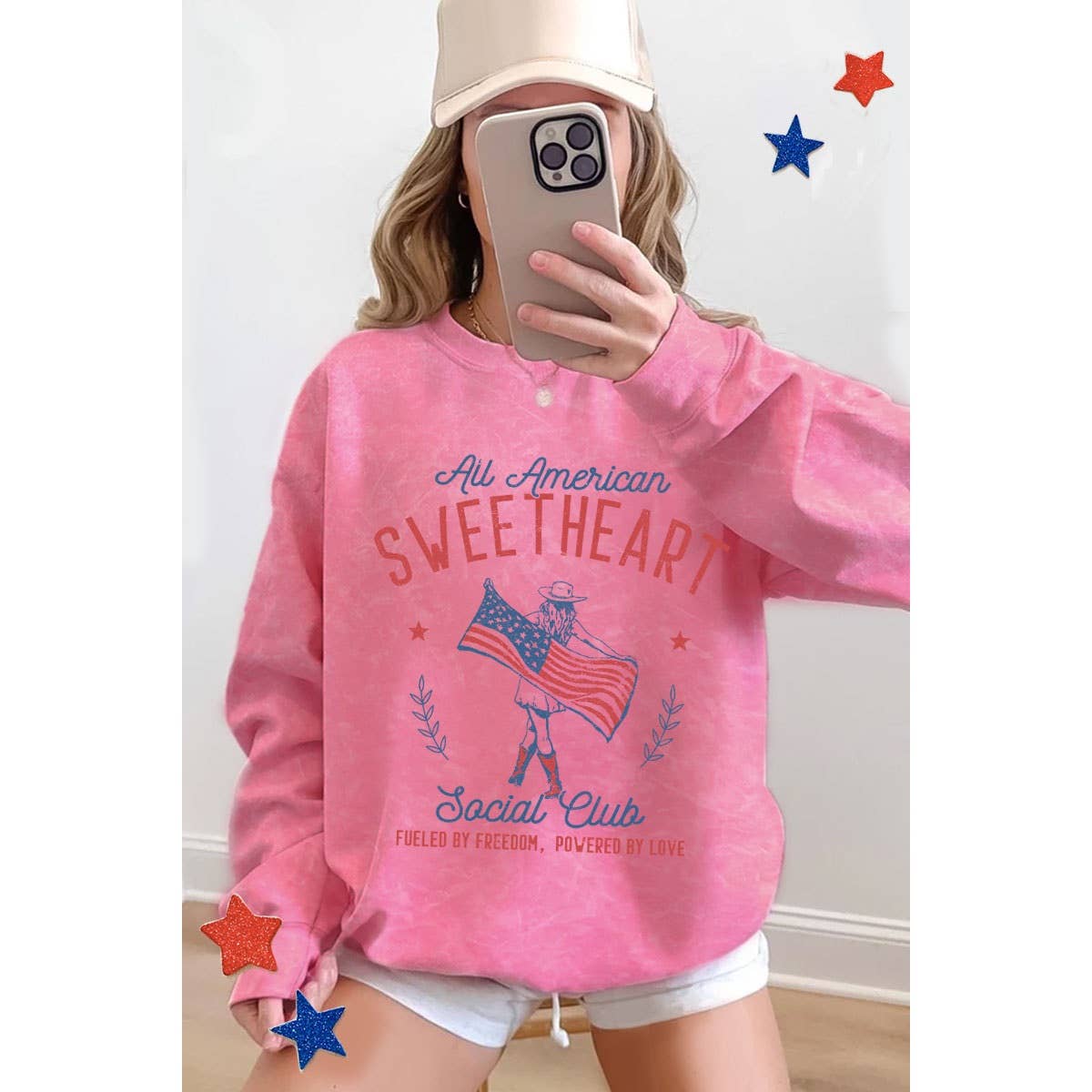 HRTandLUV - ALL AMERICAN SWEETHEART MINERAL GRAPHIC  SWEATSHIRTS: Mineral Oatmeal / S-M-L-XL(1-2-2-1)