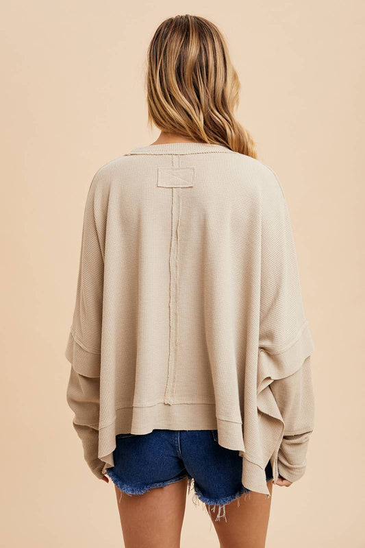 GARMENT WASHED CREW NECK TOP