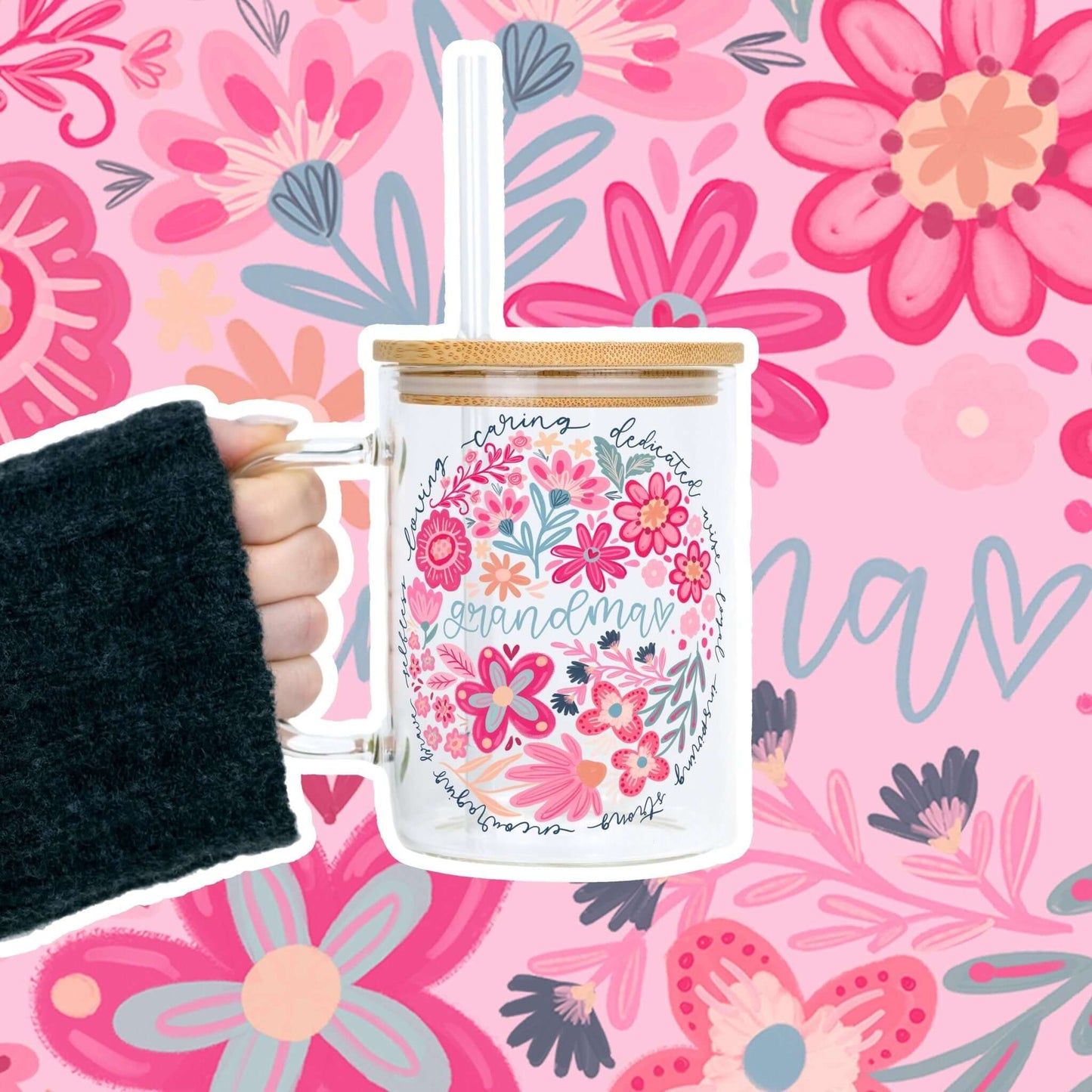 Floral Grandma 17oz Sip-Sip Hooray! -