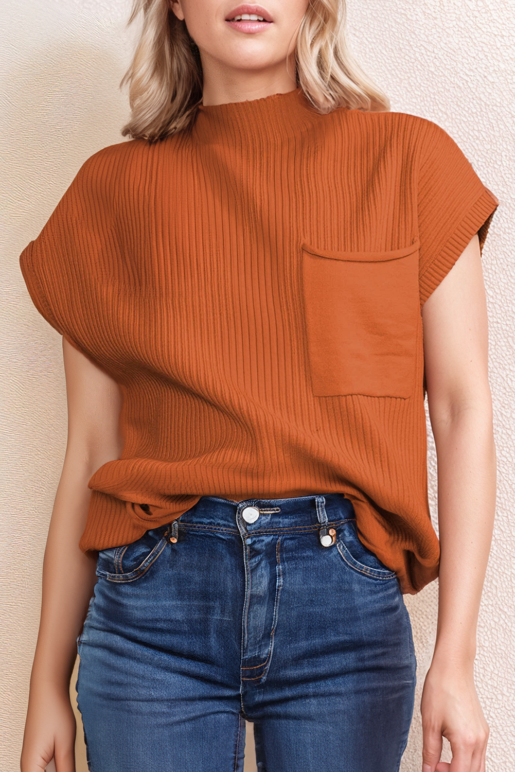 Patch Pocket Ribbed Sweater