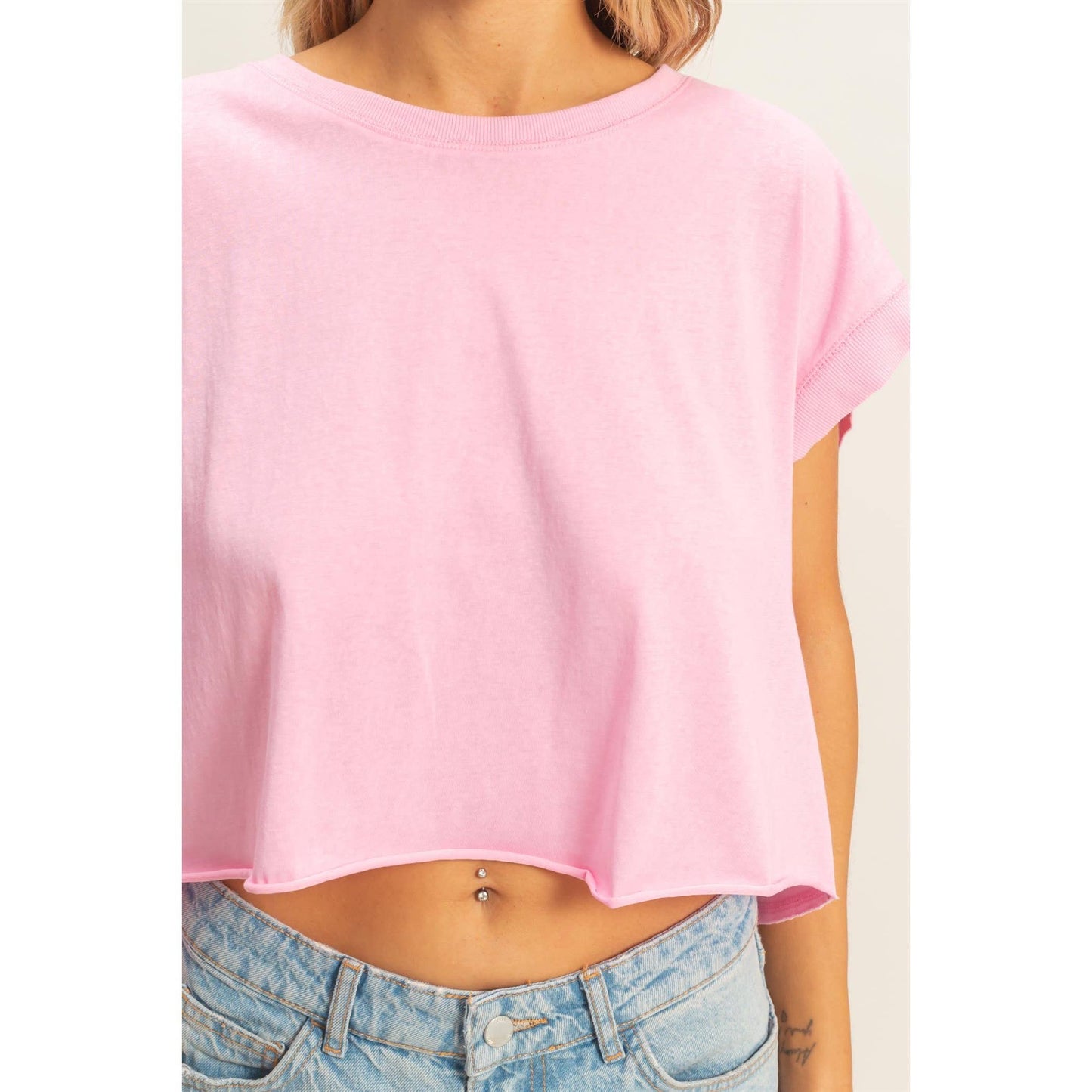 Boxy Crew Neck Top BLACK