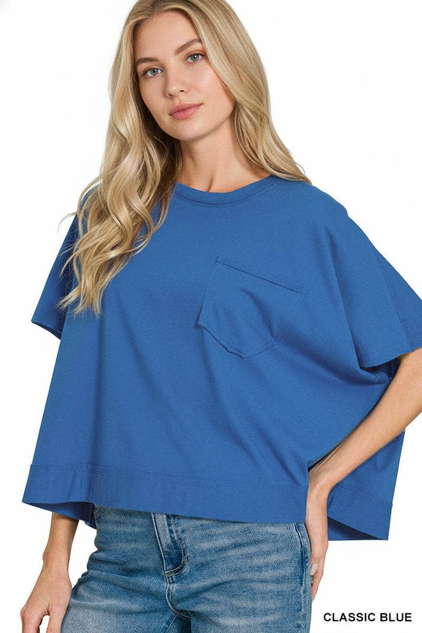 42POPS -  Exposed Seam Boxy Top - Zenana: BROWN-196764 / S/M