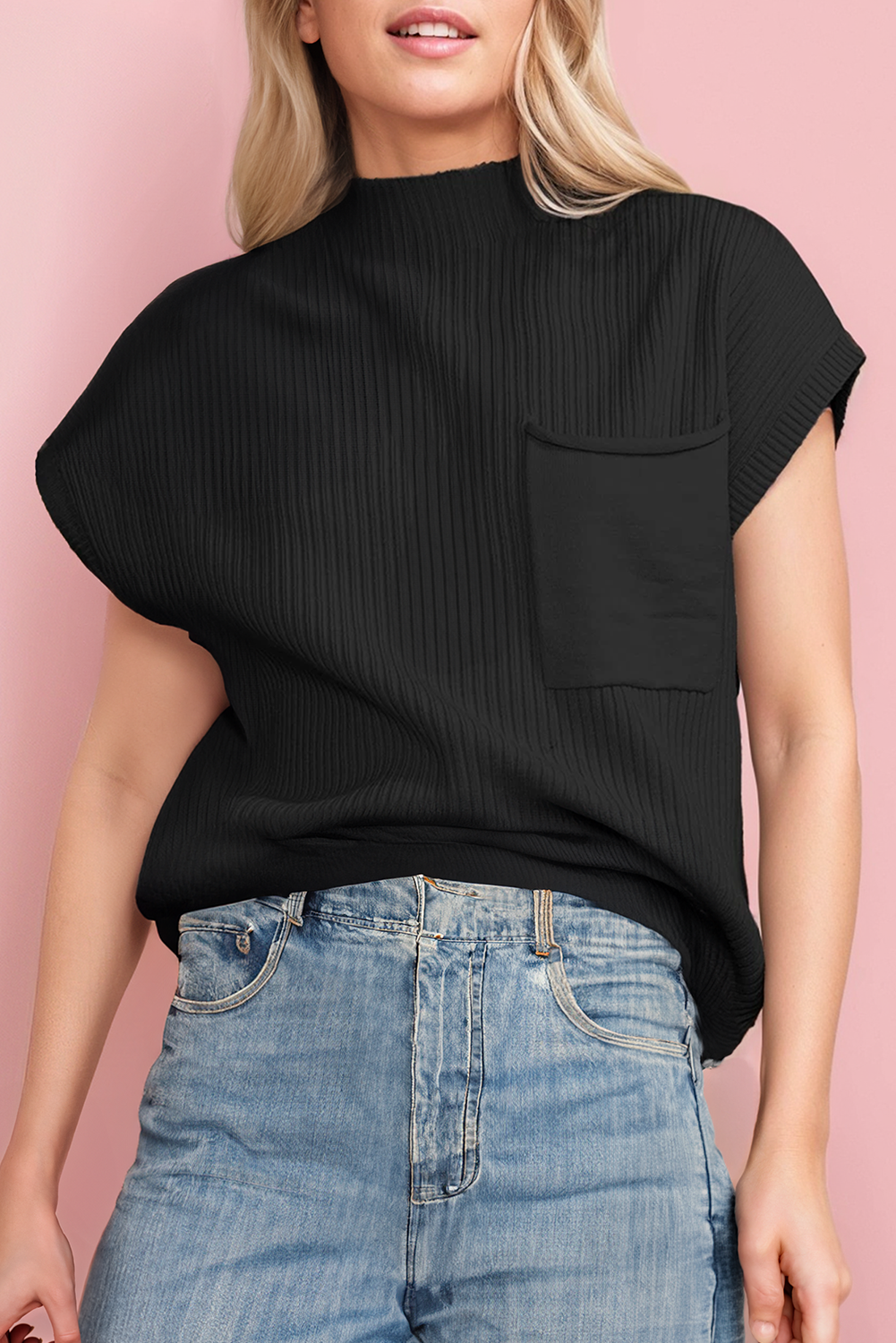 Patch Pocket Ribbed Sweater