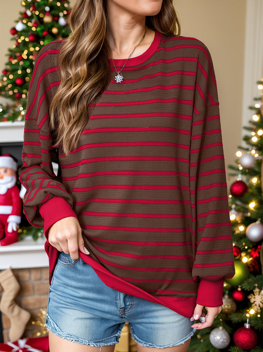 Lovelet Striped Contrast Long Sleeve Sweatshirt