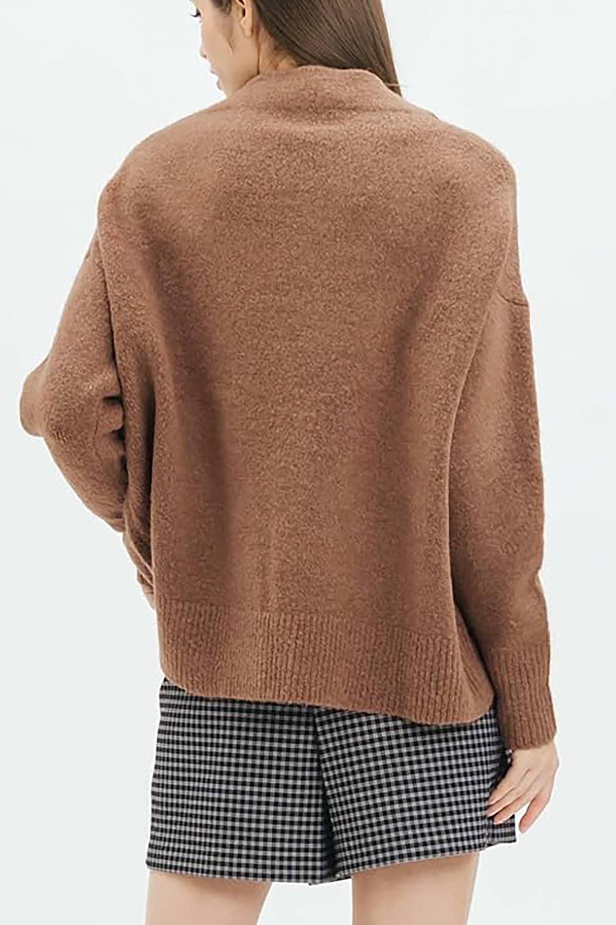 OVERSIZED MOCK NECK KNIT SWEATER