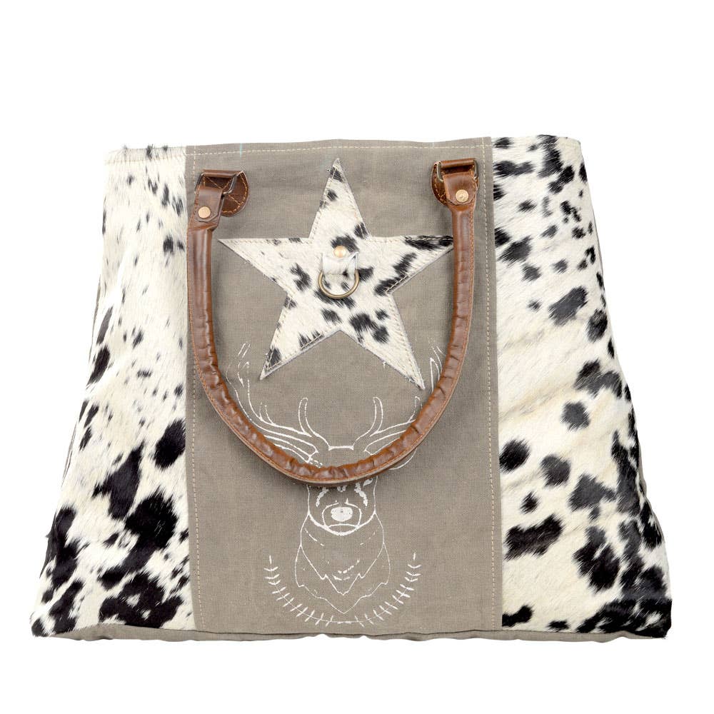 Clea Ray Canvas Bags & Clothing - Deer And Star Cowhide Tote Bag