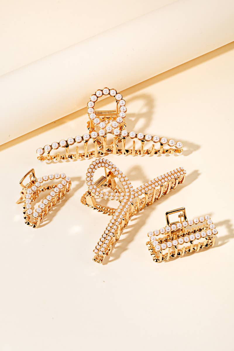 Pearl Pave Hair Clips